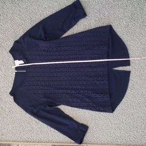 Chico's navy blue cotton 3/4 length sleeve top.